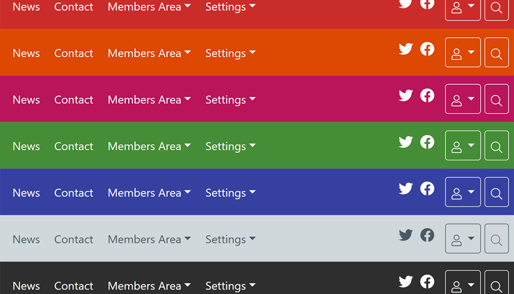 examples of different navigation bar colours