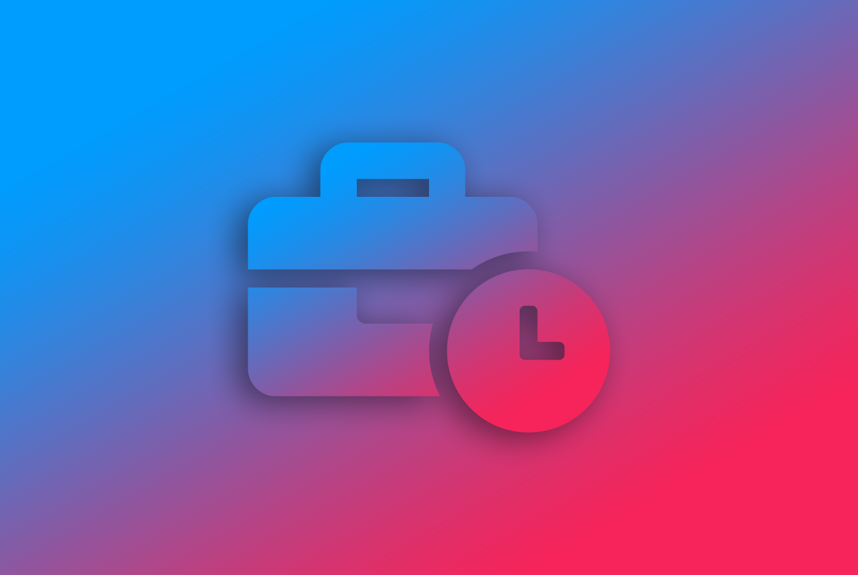 Icon of briefcase and clock representing flexibility of services.