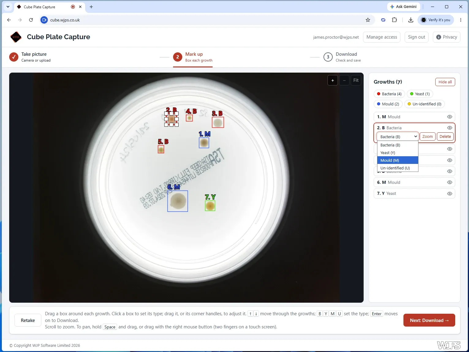 Cube Plate Capture in a browser, showing a live camera view of the plate with a Take picture button