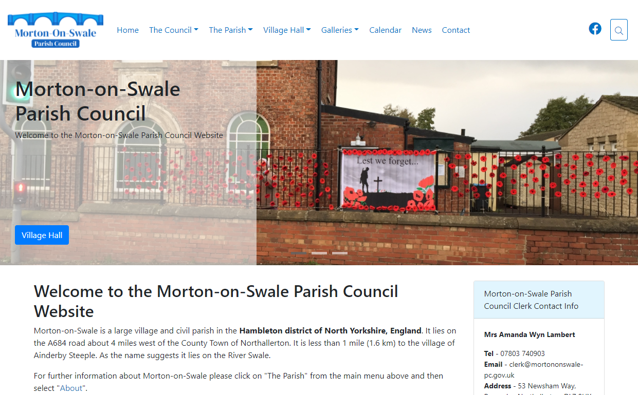 Screenshot the Morton-on-Swale Parish Council Website
